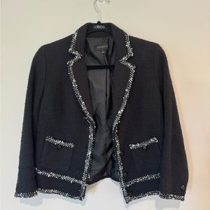 Talbots | Black Tweed Blazer with white details | Size 2